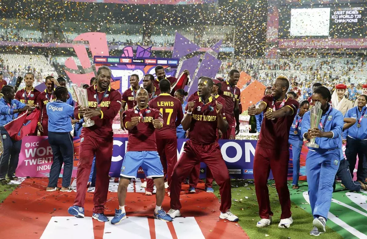 Chris Gayle, Darren Bravo, Daren Sammy, and Andre Russel, England vs West Indies, T20 World Cup 2016