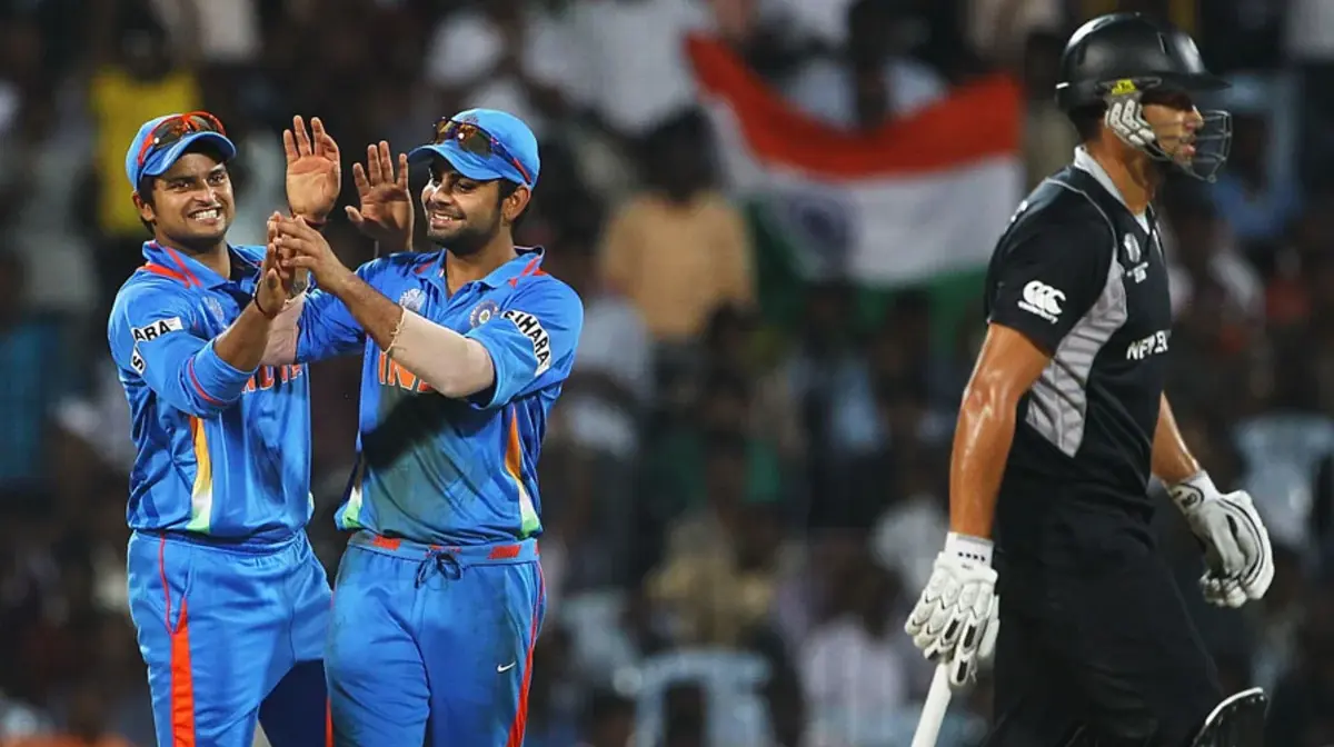 Suresh Raina and Virat Kohli vs Ross Taylor, India vs New Zealand, Cricket World Cup Warm-Up, 2011